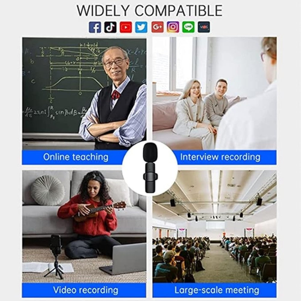 Microphone Wireless Lavalier(2 Pcs) | Ideal for USB, I/Phone, Smart/phones, IPads and Macs with port, Android devices, laptops with USBC Port | Auto Noise Reduction