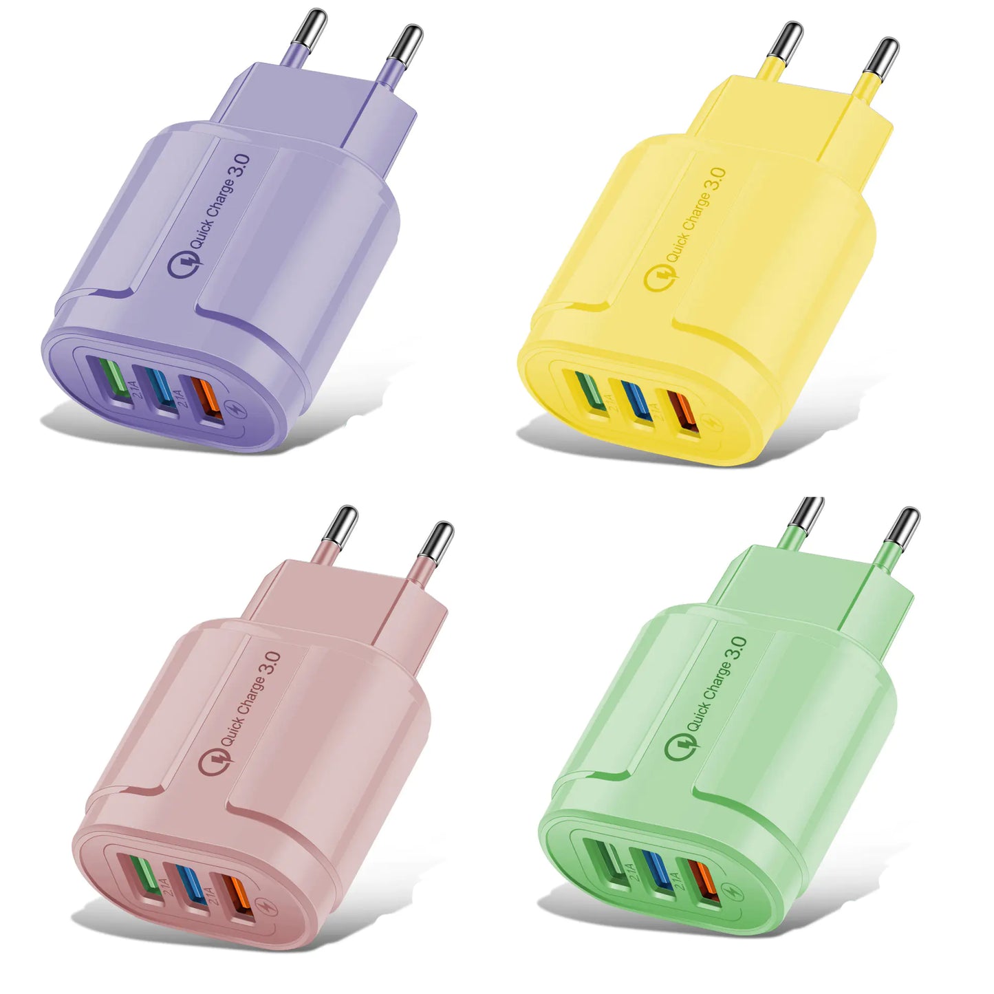 Macaron Color USB Charger with 3 Ports (5V 2A)