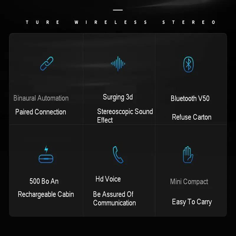 5.0 TWS Sports Bluetooth Earbuds with Charging Case